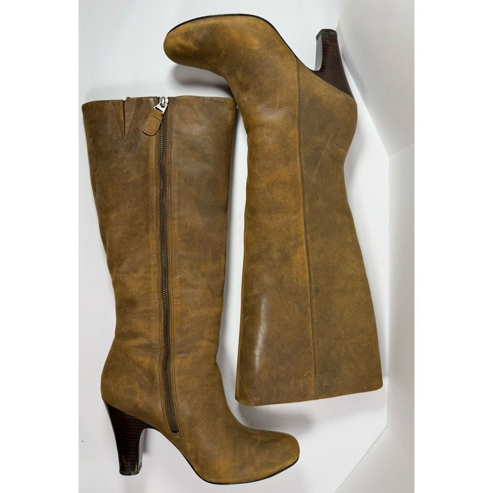 Fossil Tall Leather Riding Boots Brown Zip Classic Knee Western Academia Women 8 - Picture 16 of 16